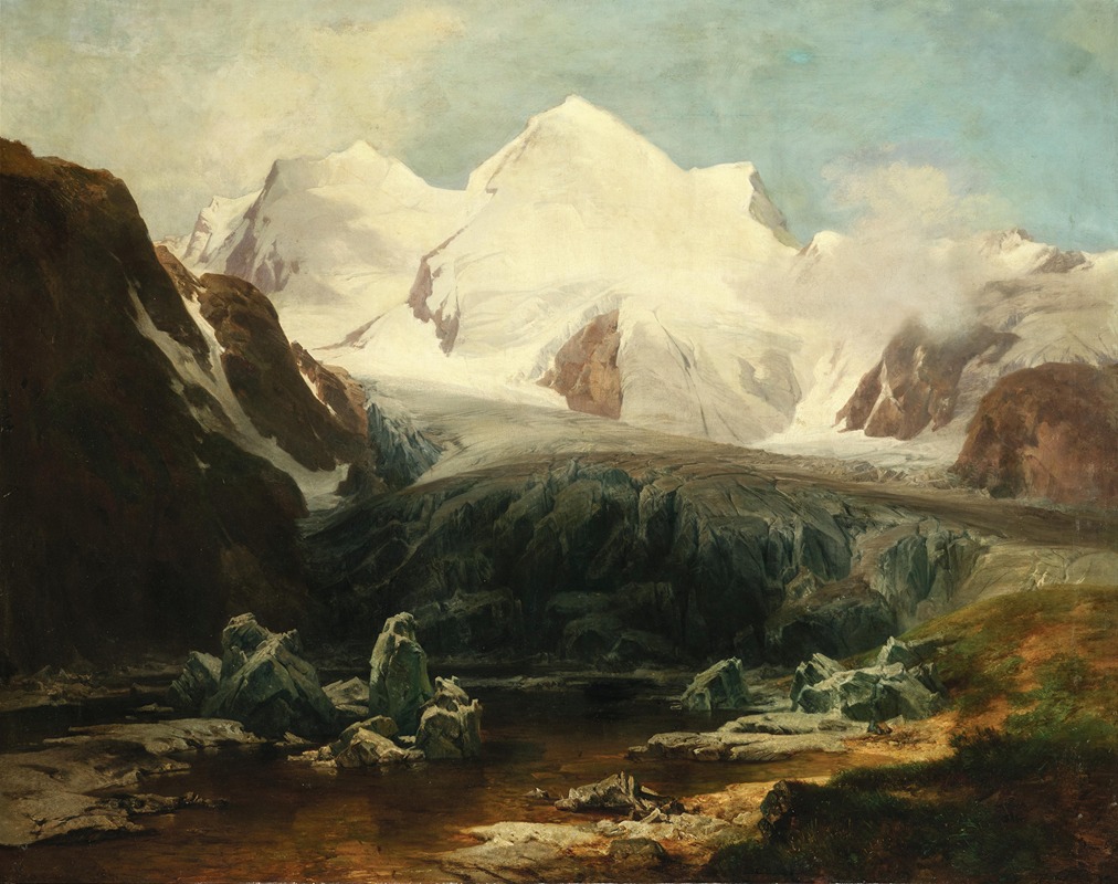 Anton Hansch - A View of the Gurgler Eissee in the Ötztal Alps, Tyrol