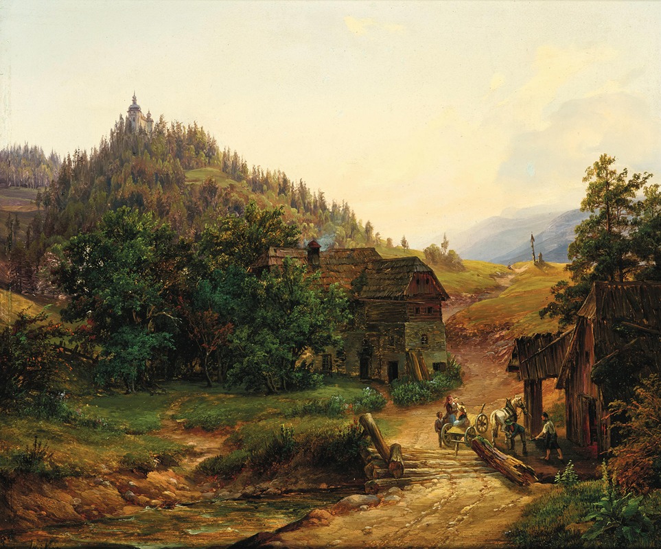 Anton Schiffer - A Footbridge near Röthelstein Castle in Styria