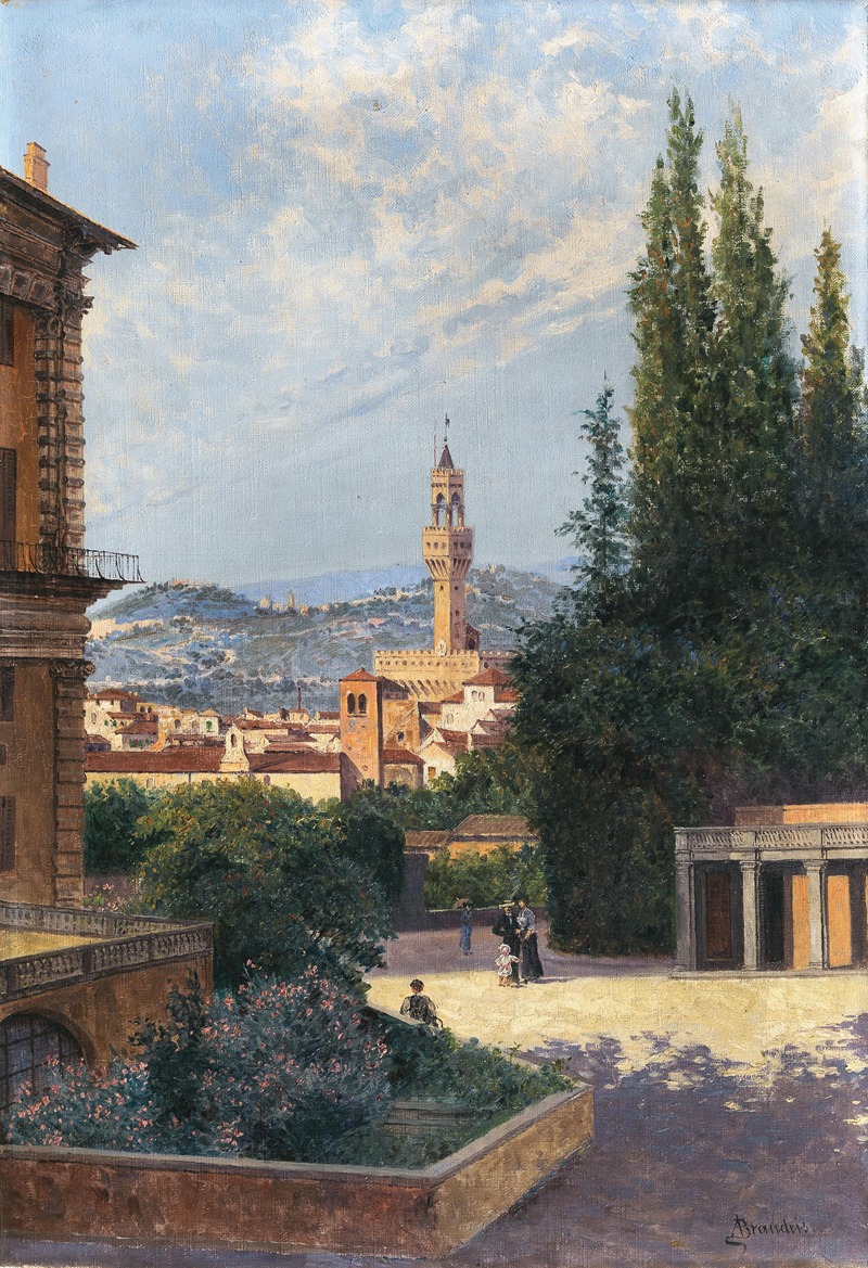 Antonietta Brandeis - Florence, a View of Palazzo Vecchio from Boboli Gardens