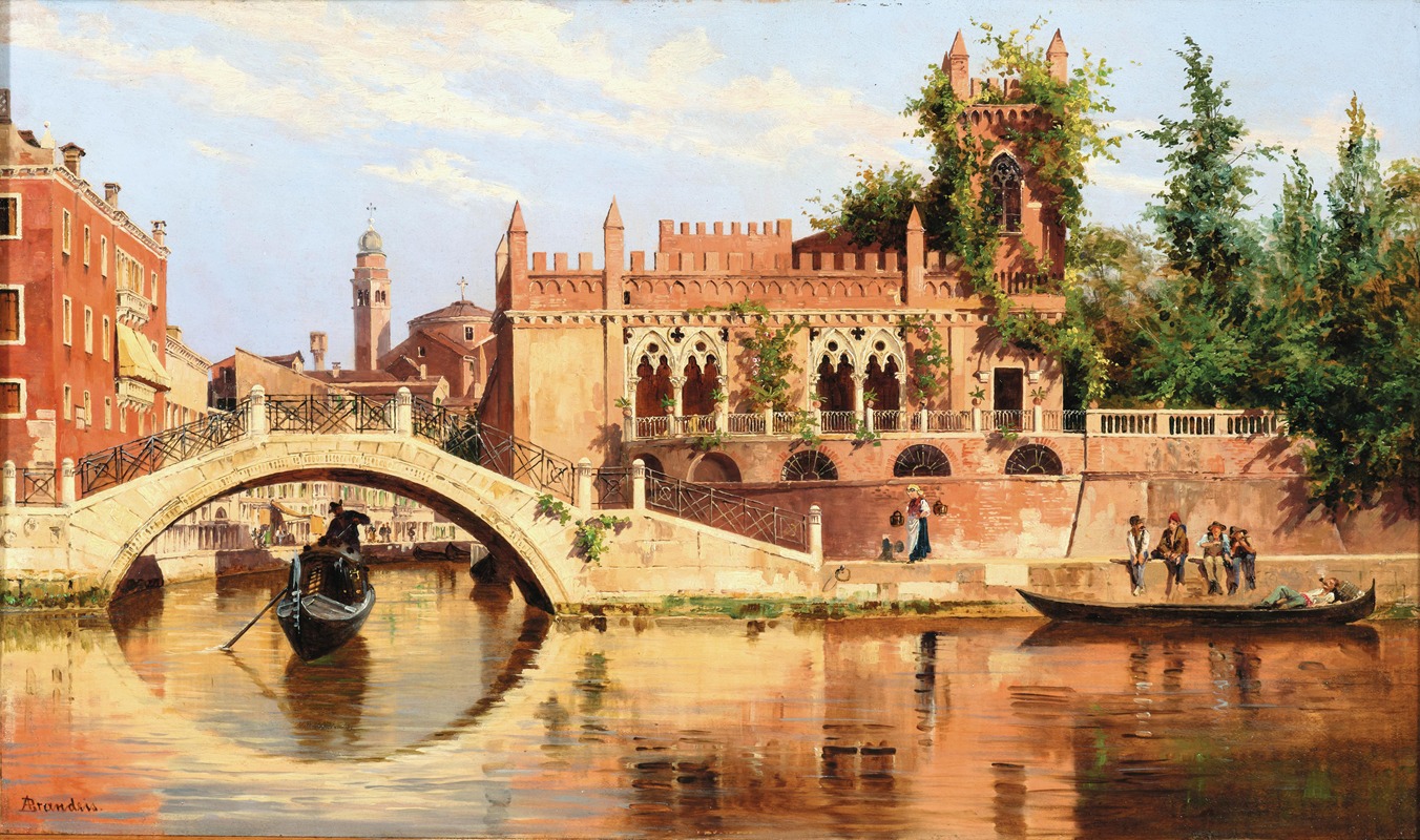 Antonietta Brandeis - Venice, a View of Ponte de la Calcina on Rio di San Vio