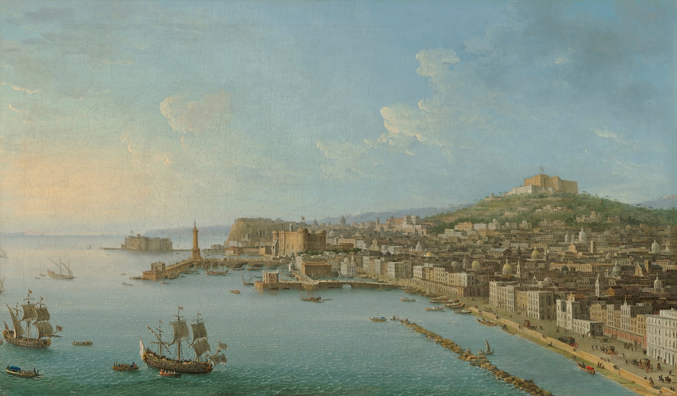 Antonio Joli - Naples, from the south-east, with the Castel Nuovo