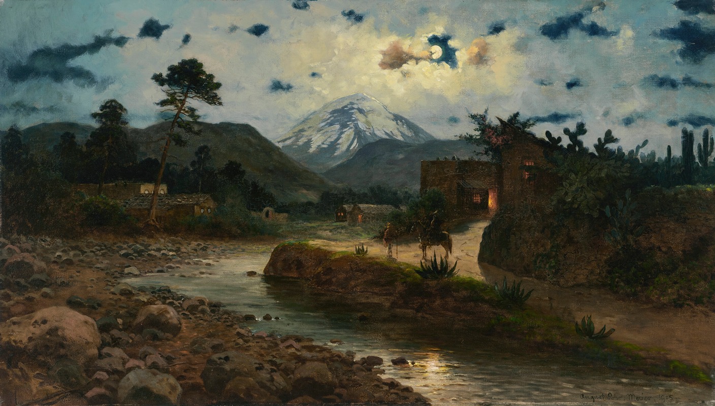 August Löhr - Night in Mexico in Front of Popocatepetl