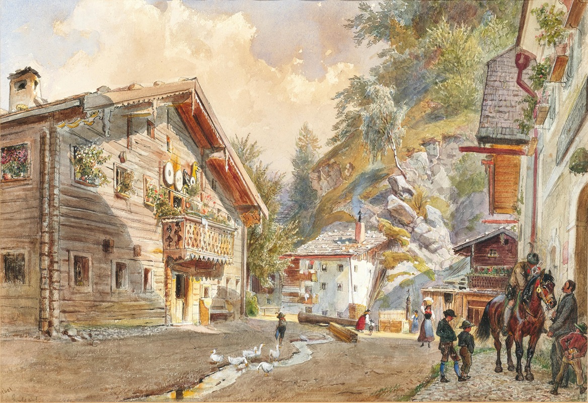 Carl Goebel - The town square in Großarl