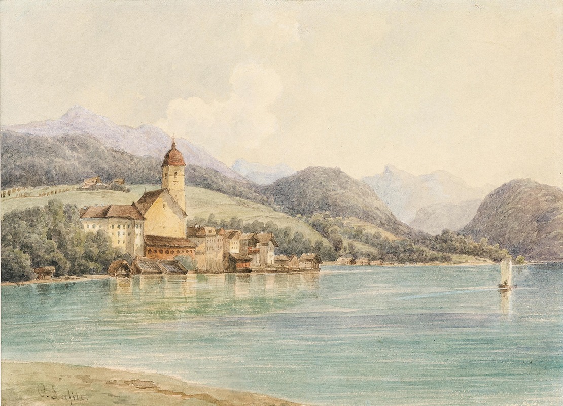 Carl Lafite - View of St. Wolfgang on Lake Wolfgang