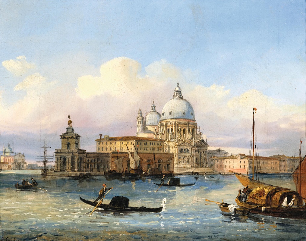 Carlo Grubas - Venice, The Entrance to the Canal Grande with Santa Maria della Salute and Punta della Dogana