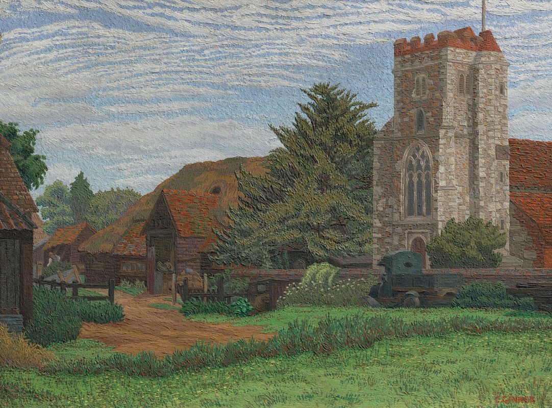 Charles Ginner - Church and Barn, Waltham St Lawrence