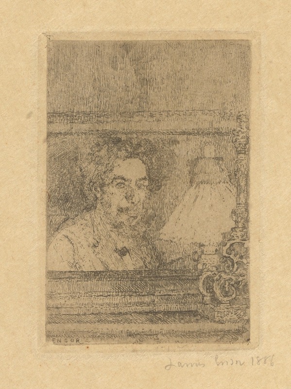 James Ensor - Self-Portrait (with lamp)
