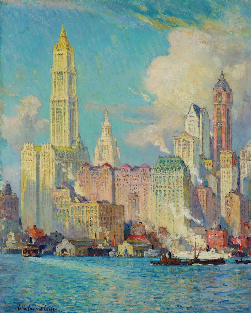 Colin Campbell Cooper - View of Wall Street (Study for Waterfront of New York)