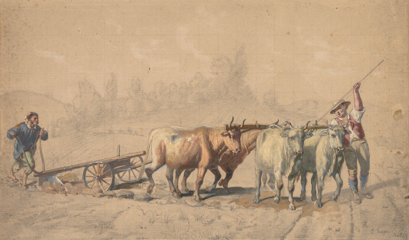 Constant Troyon - Four Oxen Pulling a Plough