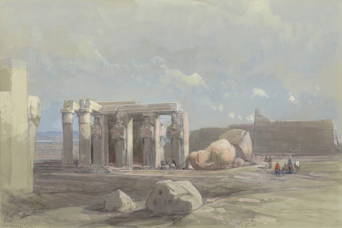 David Roberts - Fragments of a colossal statue at the Memnonium, Thebes