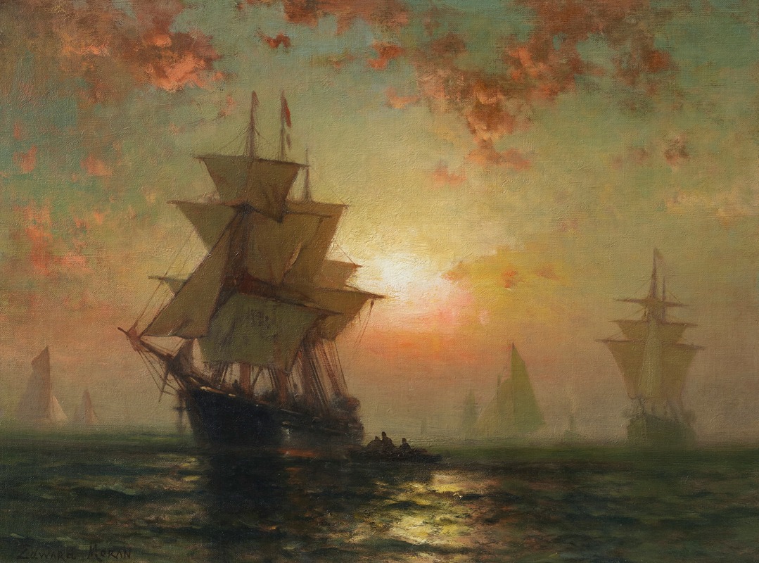 Edward Moran - Ships at Night