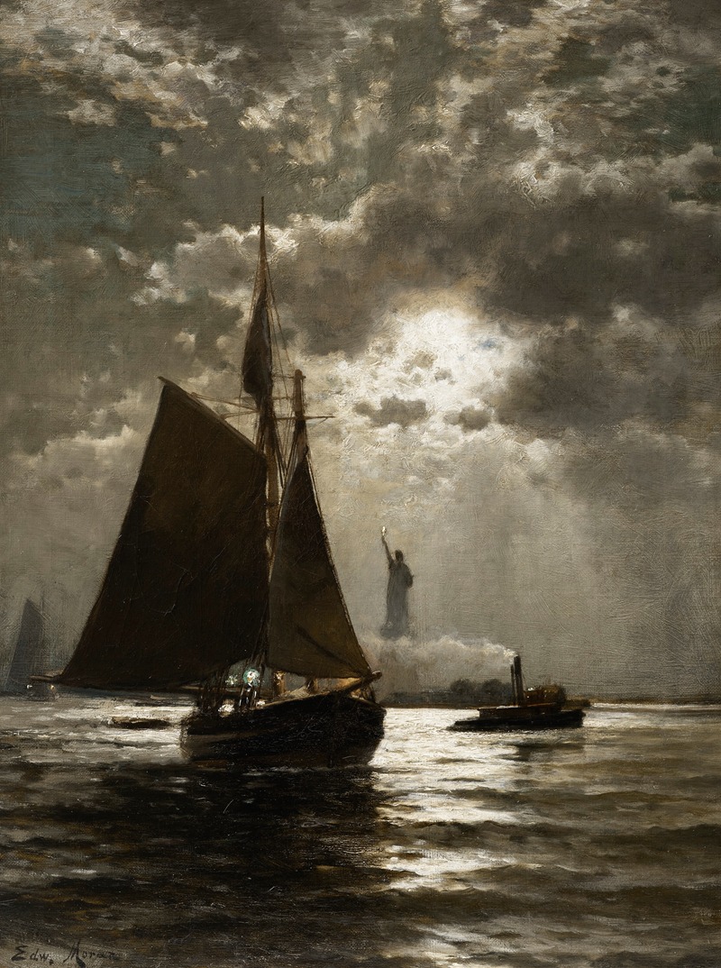 Edward Moran - Nightfall Over New York Harbor