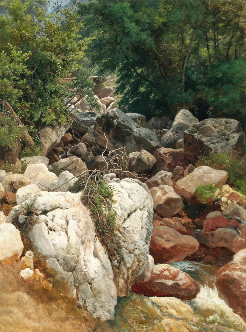 Ernestine von Kirchsberg - A Mountain Stream with a White Rock