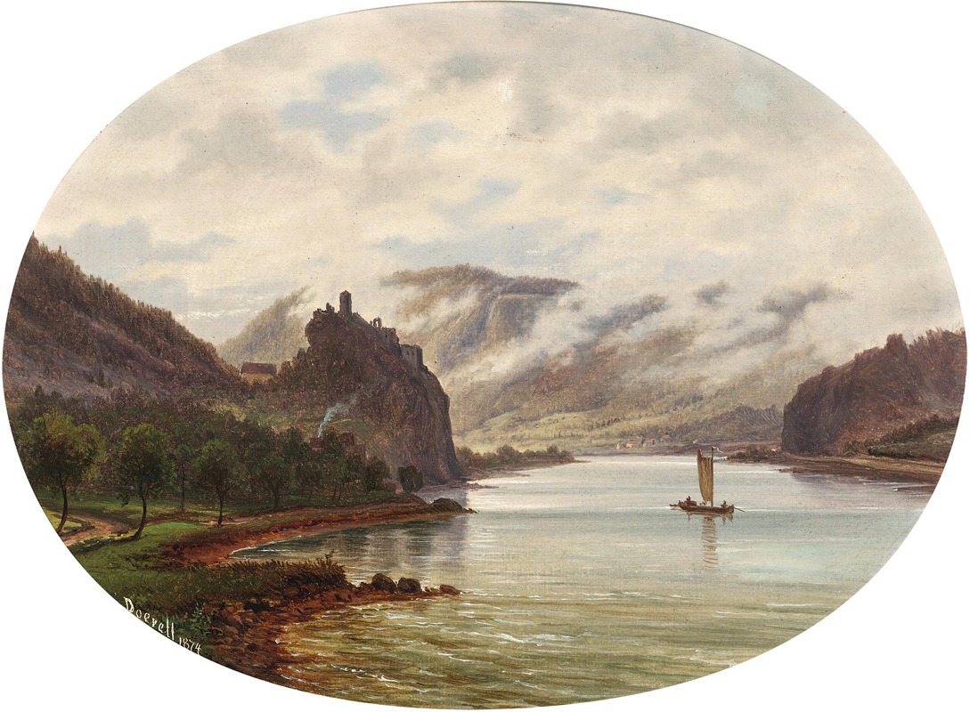 Ernst Gustav Doerell - A View of Střekov Castle on the Elbe