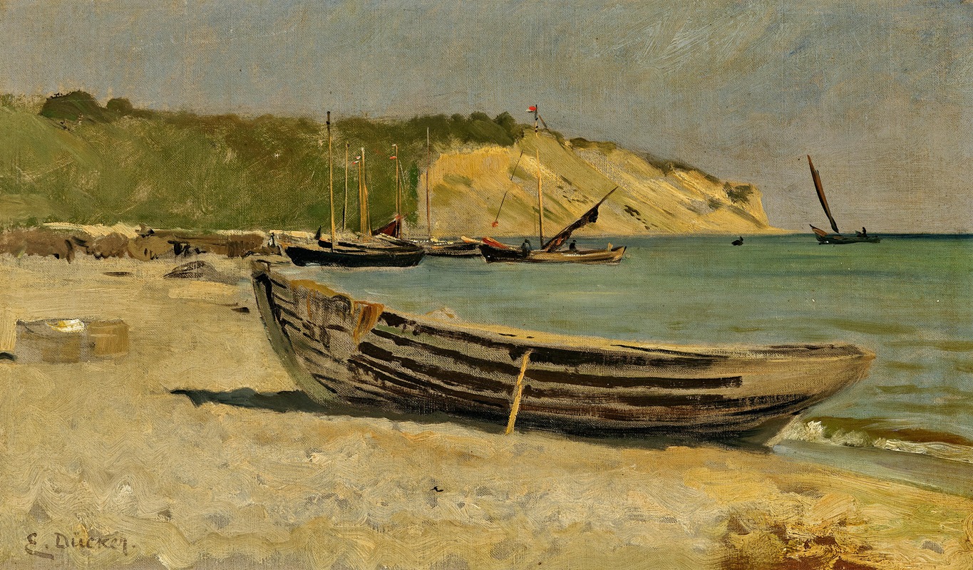 Eugen Gustav Dücker - Boats on the Shore