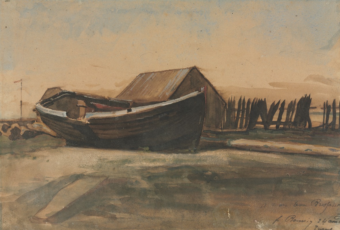 François Bonvin - Boat on a Beach, Le Tréport