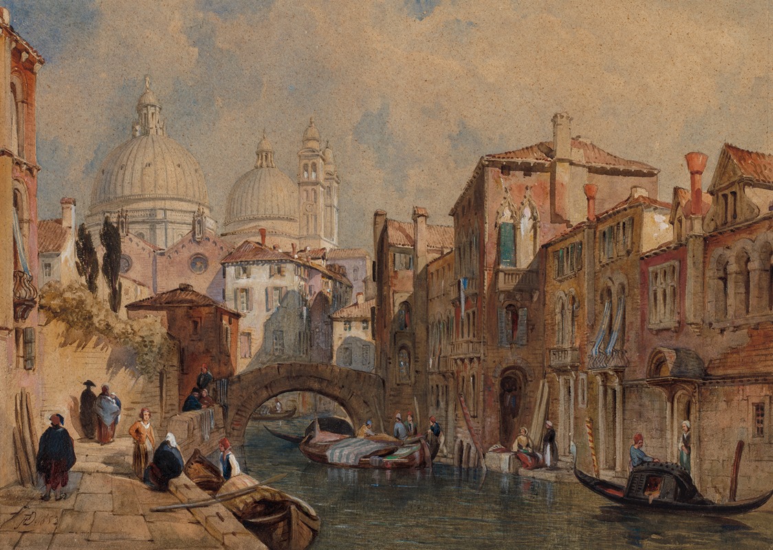 Frank Dillon - View of Venice; The Dome of Santa Maria della Salute Seen from the Rear of the Da Mula Palace, looking Eastward