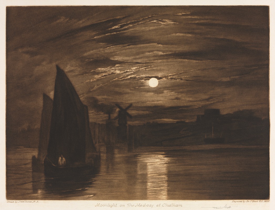 Frank Short - Moonlight on the Medway at Chatham