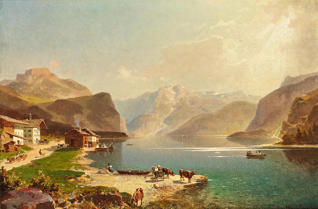 Franz Richard Unterberger - A View of Lake Achensee from the Scholastika towards Pertisau