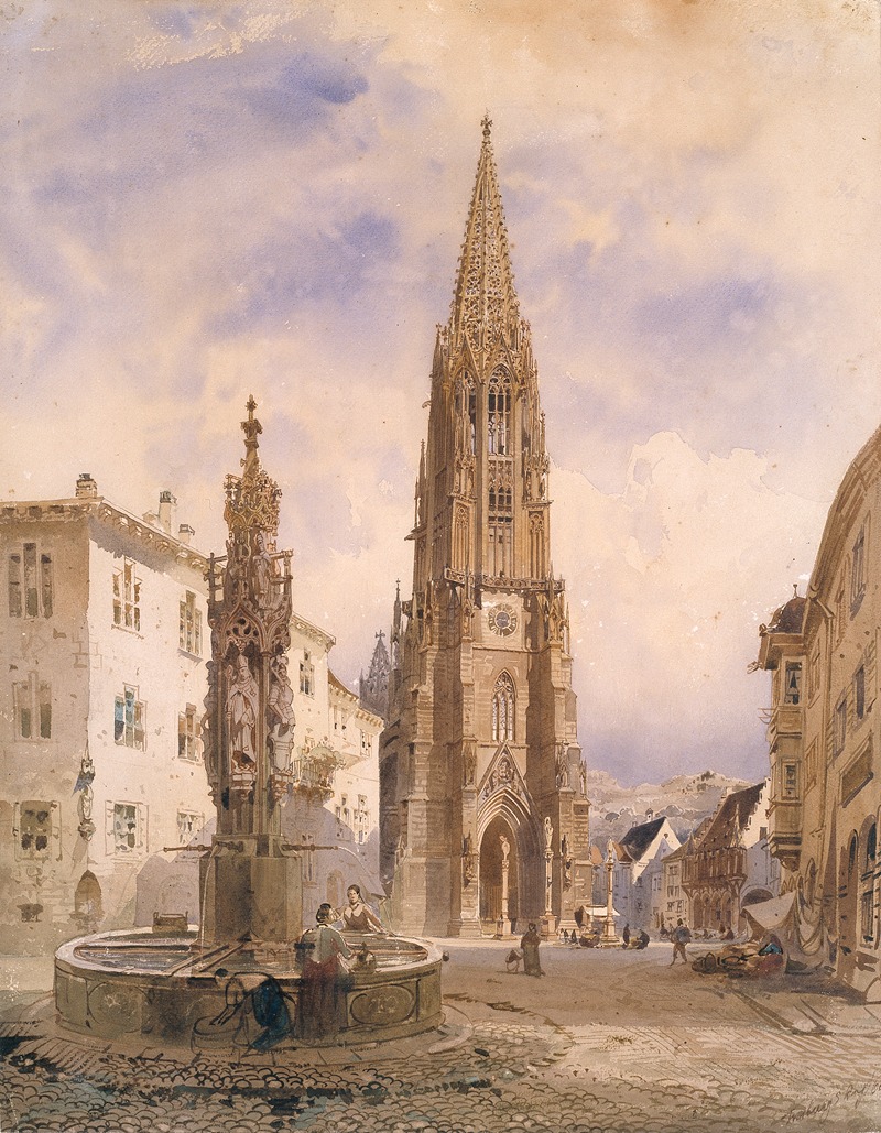 Friedrich Eibner - View of the cathedral from the fish fountain