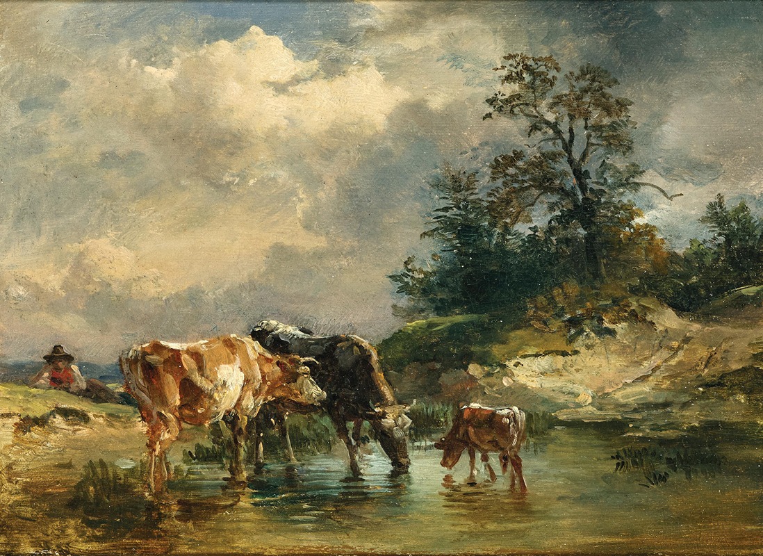 Friedrich Gauermann - Cows near a Watering Place