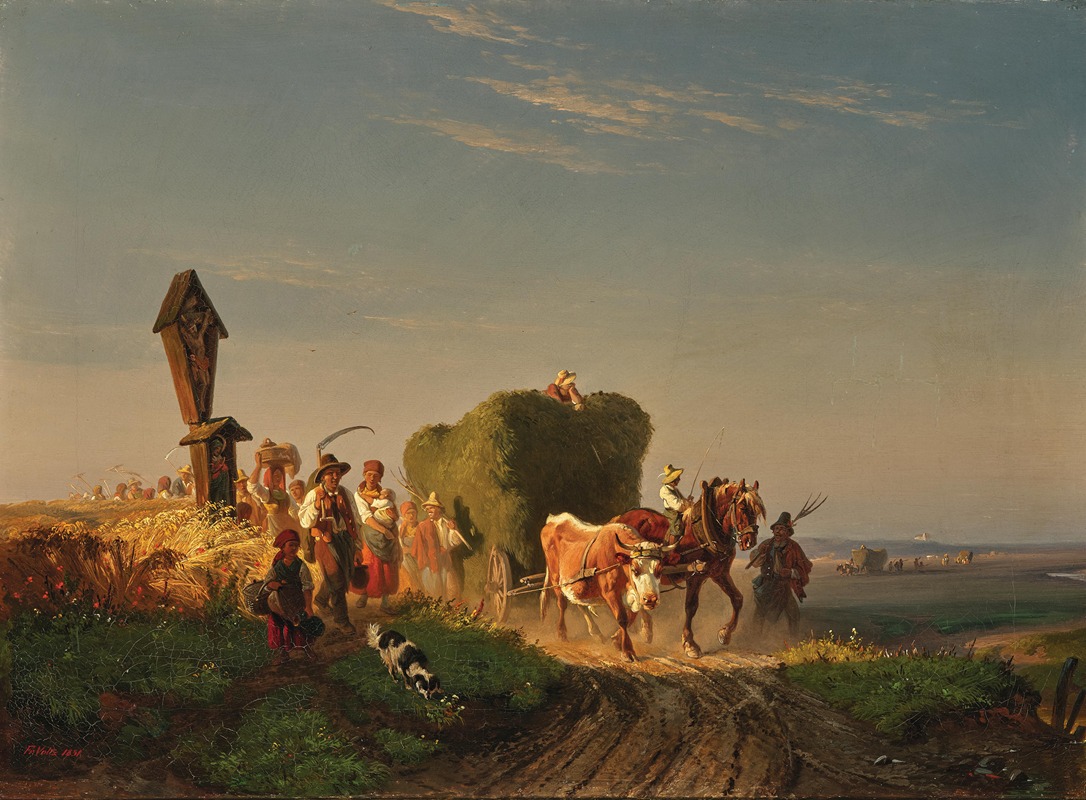 Friedrich Voltz - Returning Home from the Hay Harvest at Sunset