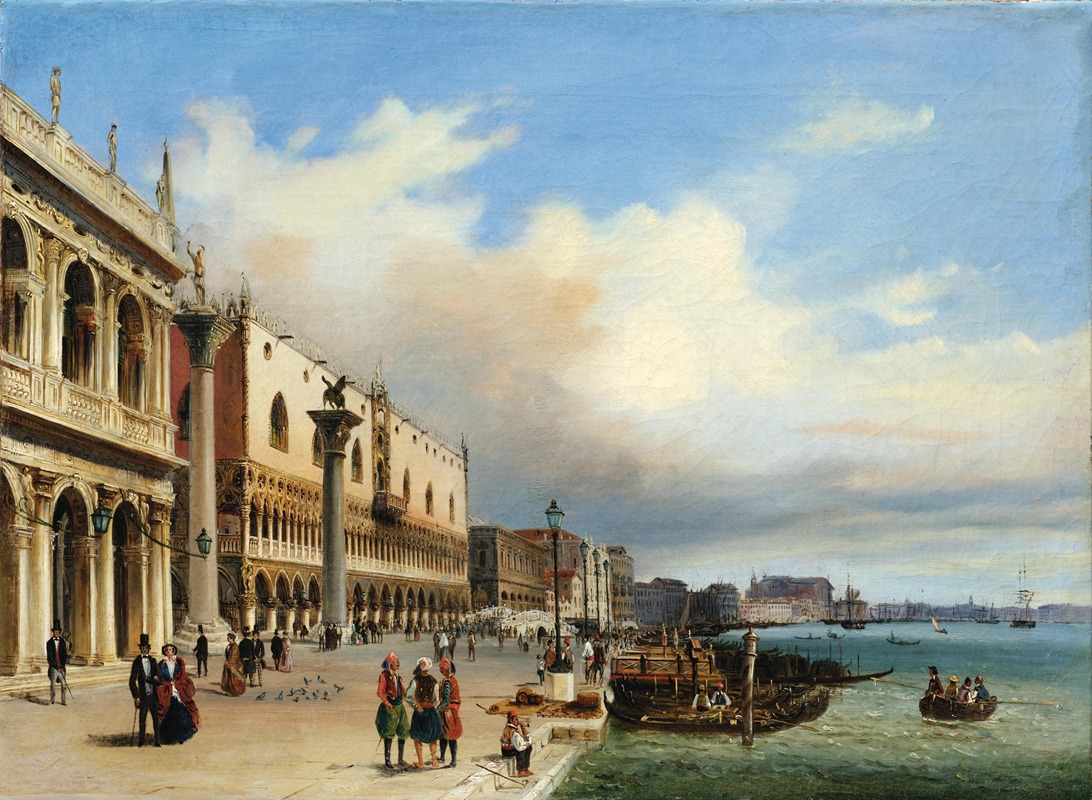 Giovanni Grubas - Venice, A View of the Riva degli Schiavoni with the Doge’s Palace