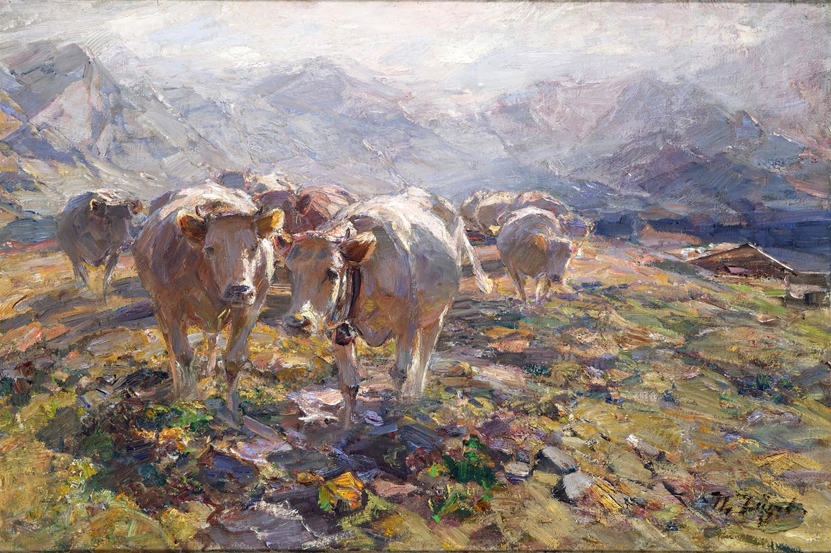 Heinrich Von Zügel - Am Morgen auf der Alm, Steiermark