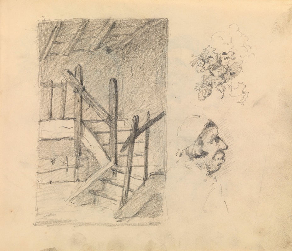 James Ensor - Stairs, Man, Foliage (detail)