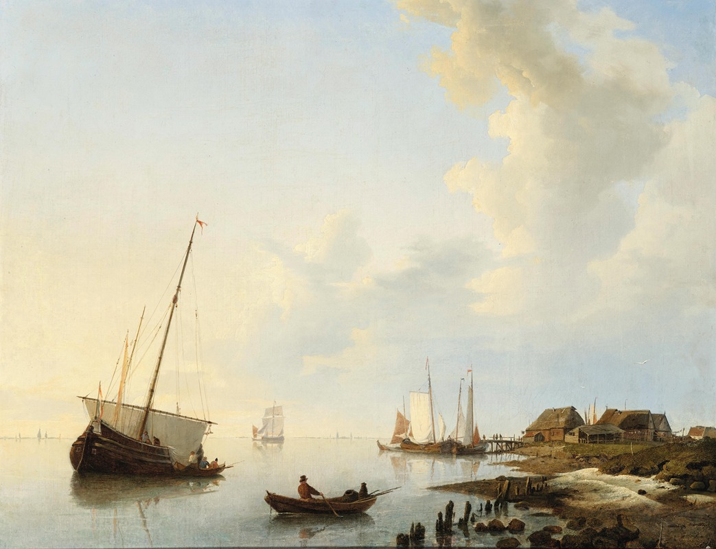 Hermanus Koekkoek - Ships in an Estuary