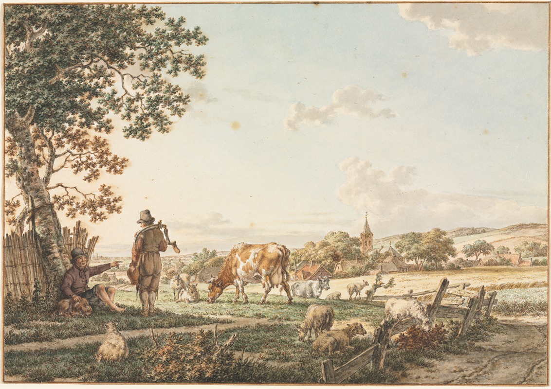 Jacob Cats - Pastoral Landscape with Village