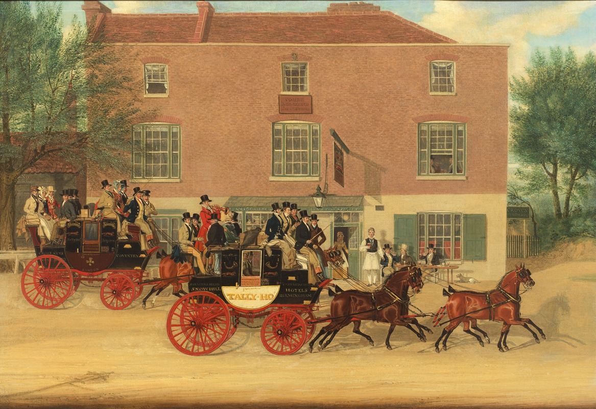 James Pollard - The Birmingham Tally-Ho! Coaches Passing The Crown Inn, Holloway