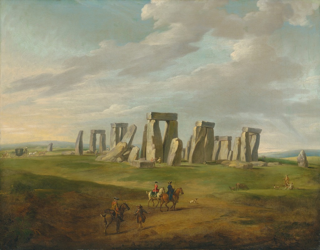 James Ross - Stonehenge with a carriage and travellers on horseback