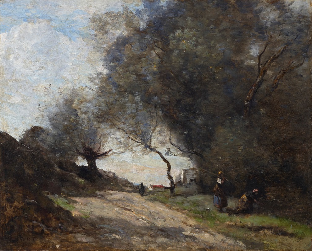 Jean-Baptiste-Camille Corot - La cueillette au bord du chemin