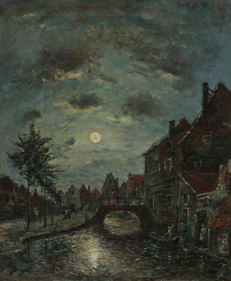 Johan Barthold Jongkind - Un canal interieur a Dordrecht, Claire de Lune