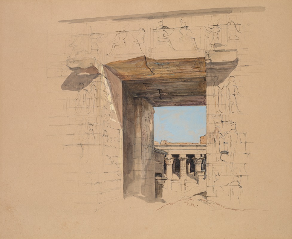 John Frederick Lewis - The Temple of Edfu; The Door of the Pylon