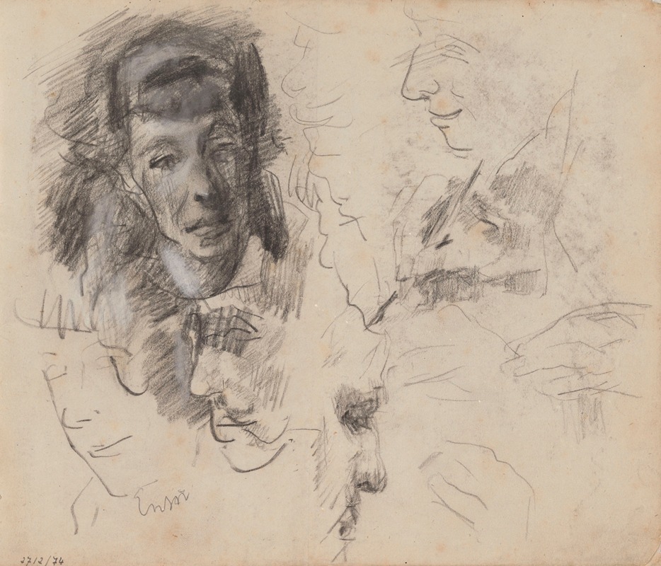 James Ensor - Study of Hands and Heads