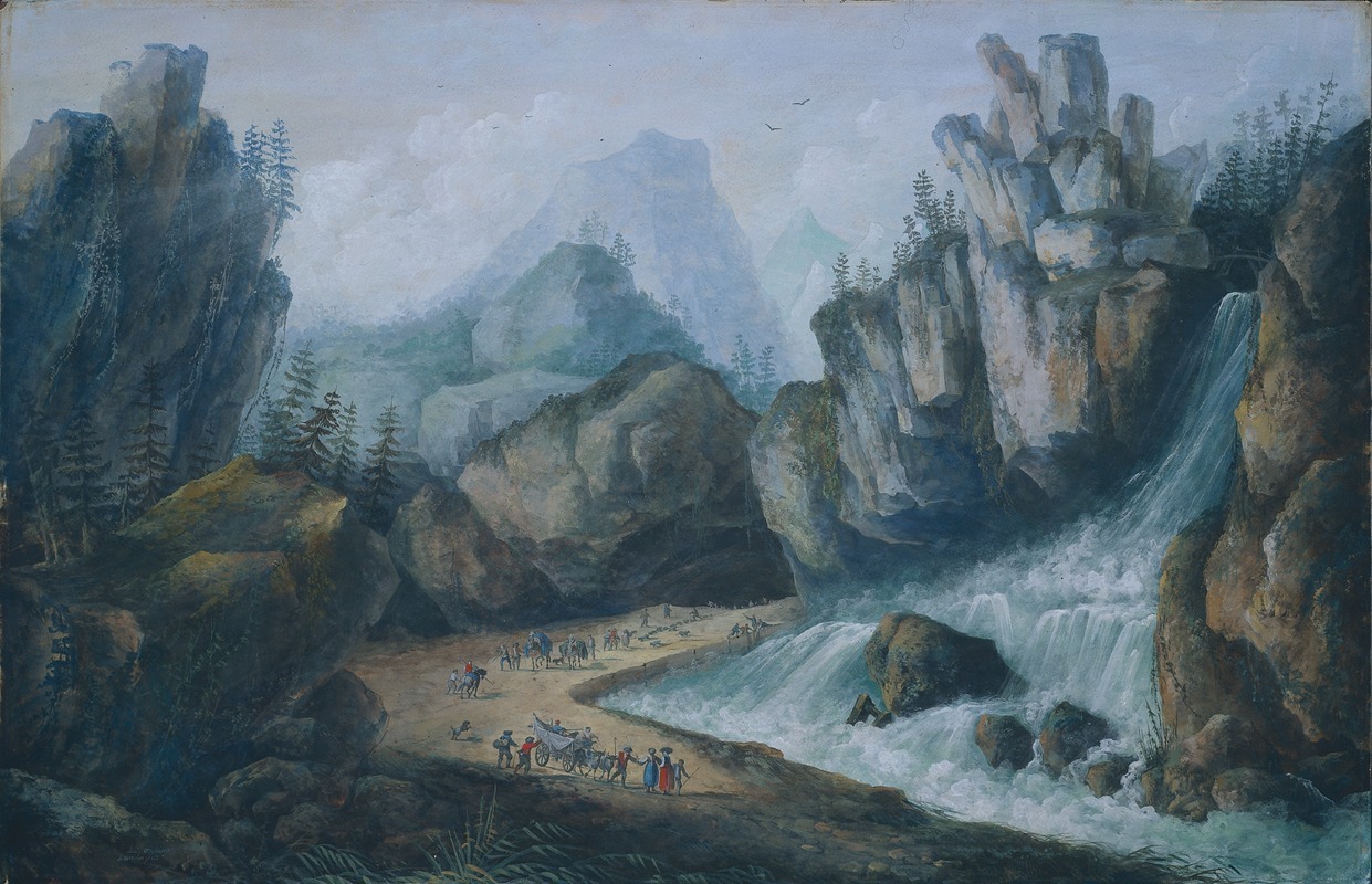 Louis Belanger - Torrent and Waterfall in the Alps