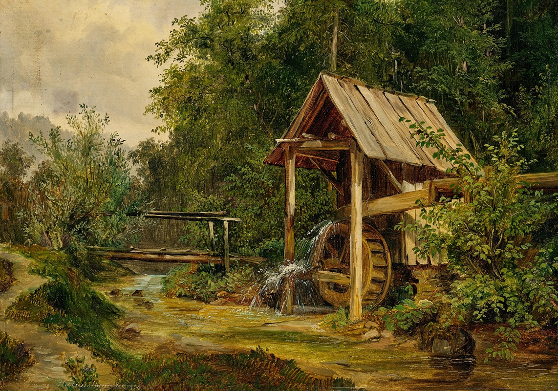 Ludwig Halauska - A Mill by a Creek