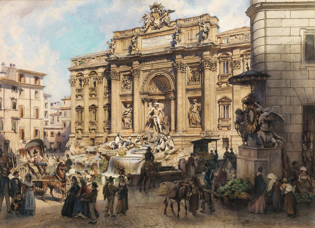 Ludwig Johann Passini - Rome, Trevi Fountain