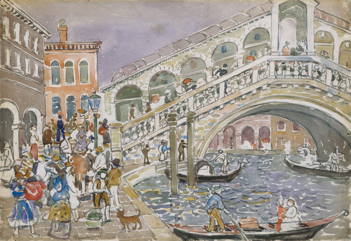 Maurice Prendergast - Rialto Bridge (Covered Bridge, Venice)