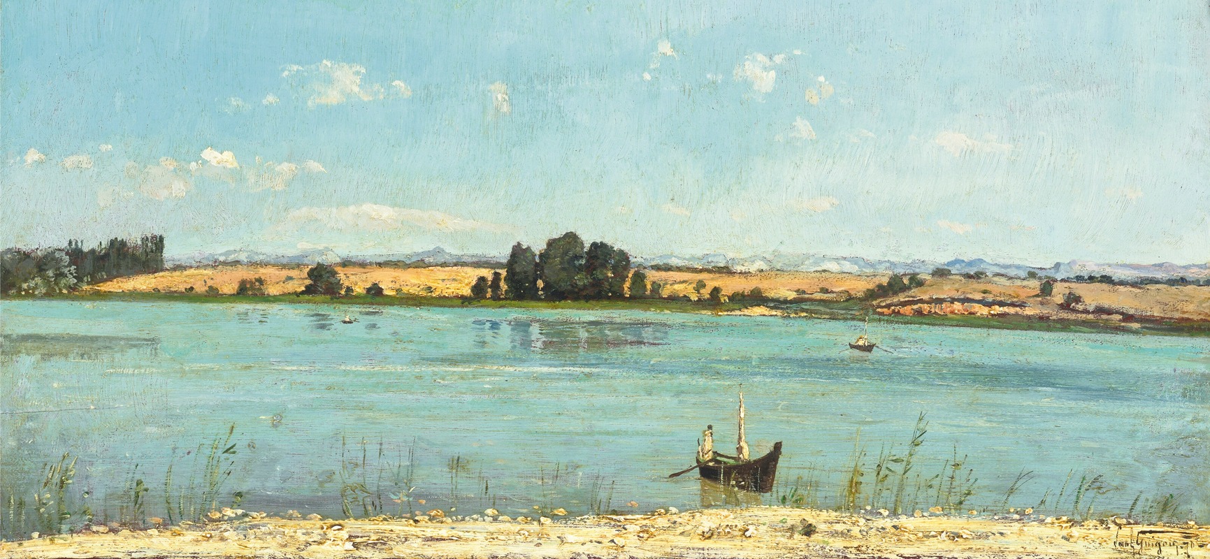 Paul-Camille Guigou - Barques sur la Durance