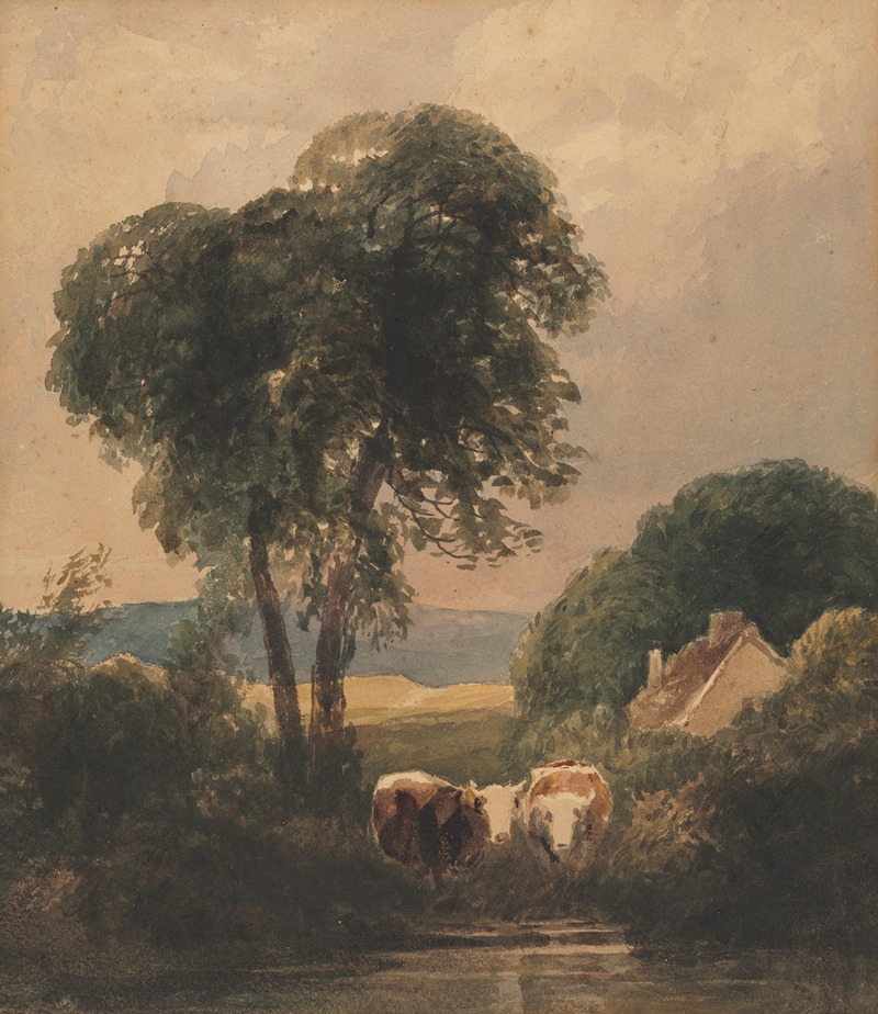 Peter De Wint - Welsh Landscape with Cattle