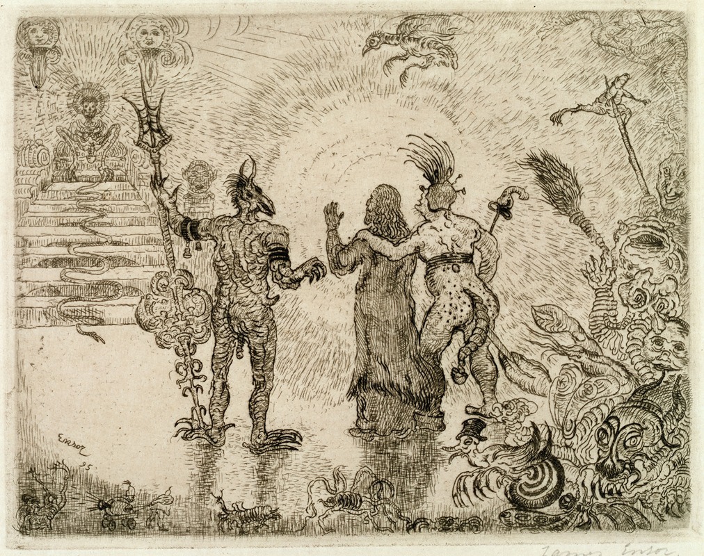 James Ensor - The Devils Dzitts and Hihanox Leading Christ to Hell