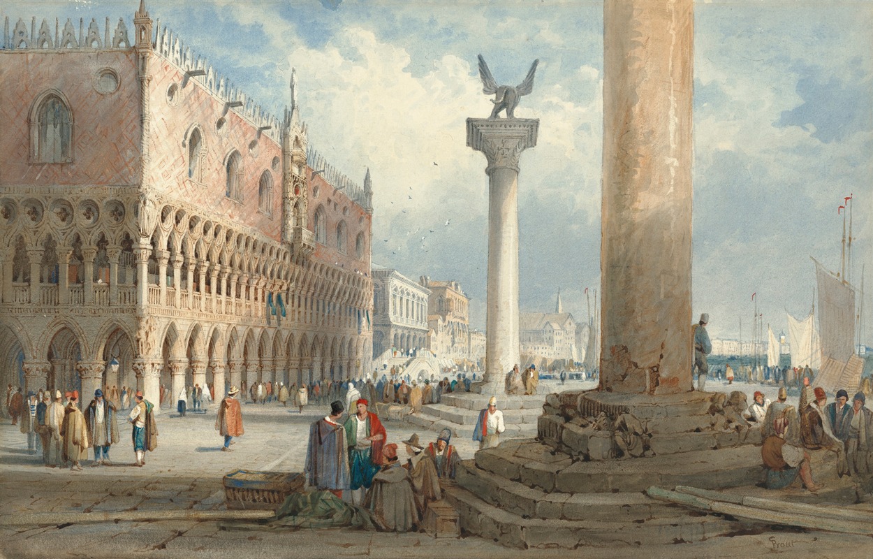 Samuel Prout - A view of the Doge’s Palace, looking towards the Riva degli Schiavoni, Venice