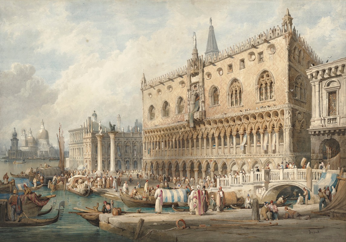 Samuel Prout - The Doge’s Palace and the Grand Canal, Venice, looking west