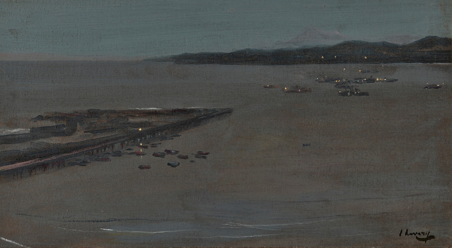 Sir John Lavery - Tangier bay at night