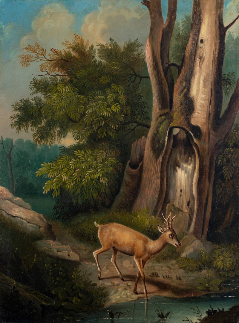 Charles Ferdinand Wimar - A Woodland Scene with Deer