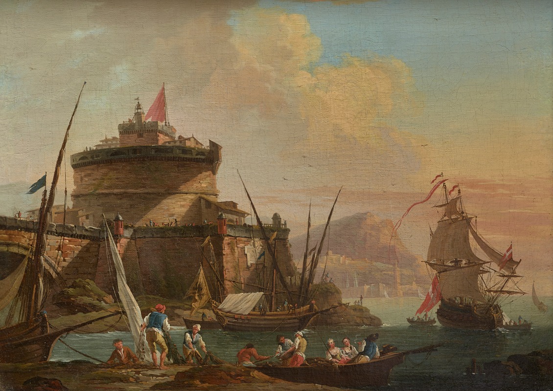 Charles-François Grenier De Lacroix - Harbor Scene at Sunset (Vue d’un Port)