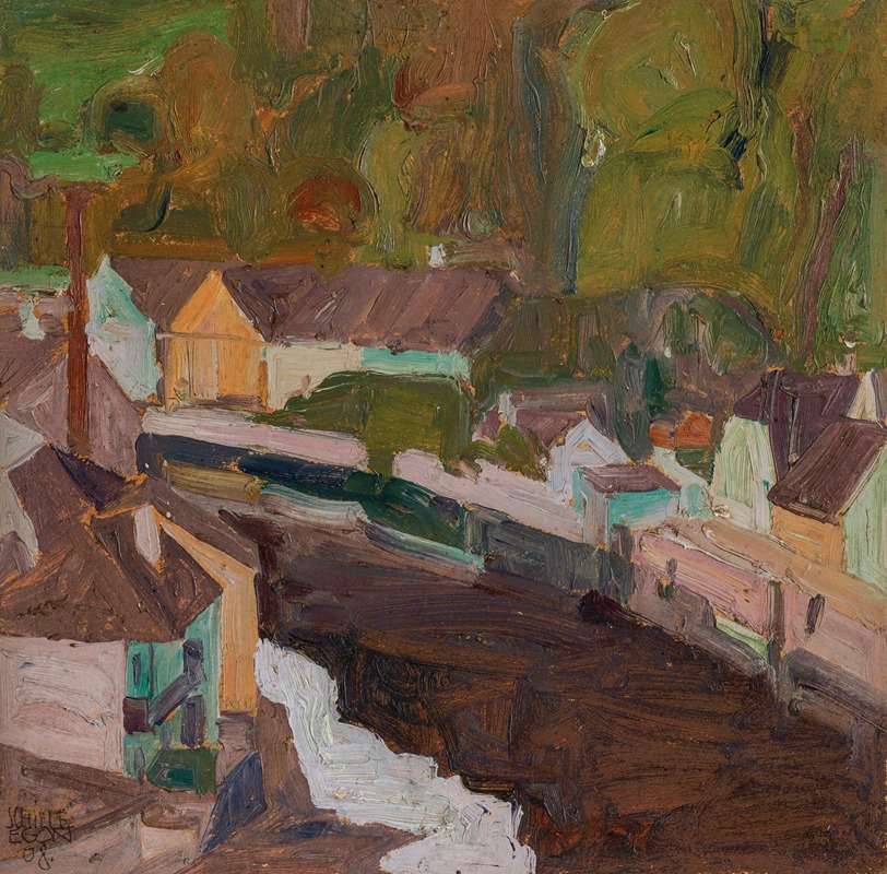 Egon Schiele - Dorf am Fluss II